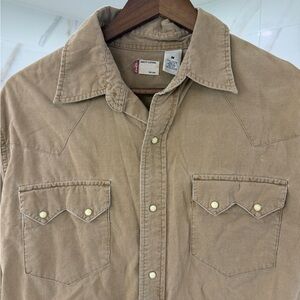 Levi’s Tan Corduroy Western Snap Shirt Men’s Medium Pearl Snap Workwear